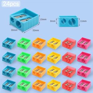 BINLU 24pcs/box Sharp Blade Dual Hole Pencil Sharpener School Supplies for Students Kids High Quality Durable Plastic Sharpener Set Back to School 2026 Ready Stock Manila COD Sulit Mura Value Pack Fast Shipping PH New Arrival