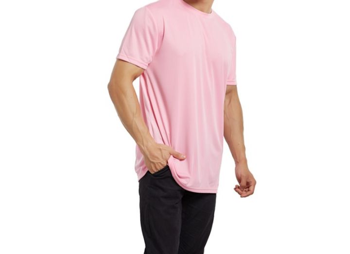 ACTIVE-DRY Plain Drifit T-Shirt BABY PINK O-Neck Sportswear for
