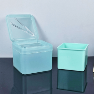 GORGE Square Makeup Remover Cotton Box with Tweezers Double Layer Cotton Pads Storage Box Portable Clear Desktop Storage Box Beauty Essentials Storage