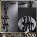 SUS304 4 In 1 Matte Black Shower Faucet - Hot Cold Water Rainfall Shower Set with Handheld, Water Saving Durable Anti-Rust Bathroom Fixture for Philippine Homes. 