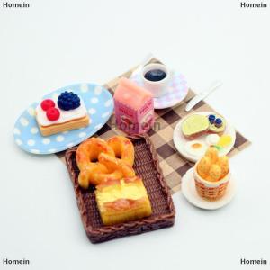 [COD] Homein 1Set Dollhouse Mini Breakfast Play Dim Sum Bread Jam Plate Model Miniature Kitchen Cooking Baking Model DIY Doll Accessories