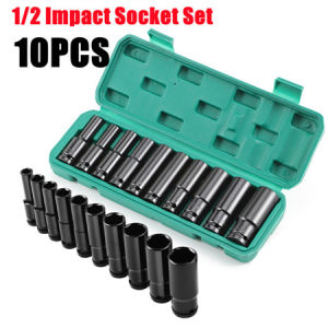 10PCS Professional Deep Impact Socket Kit 1/2-Inch Drive (8–24mm) for Mechanics DIY & Power Tools