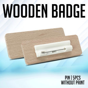 RF Printing - Wooden Name Plate Badge Clip l Pin Water Based Paint l Without Paint