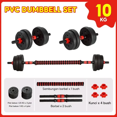 HTD Sport Dumbbell Set PVC 10 20 30 40 KG Set Alat Olahraga Fitness Angkat Besi