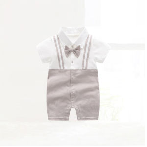 OrangeMom Newborn Baby Costume Summer Pure Cotton Short-sleeved Baby Boy Romper Turn-down Collar Gentleman Baby Jumpsuit