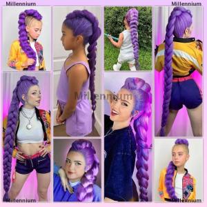 [COD] Millennium 26inch Cosplay Wig KPOP Rumi Long Purple Braided Dress Up Accessories DIY Ponytail Braid Heat Resistant Synthetic Wig