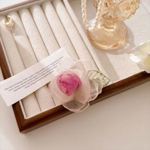 Rose Blossom Hairpin Organza Bangs Hairpin Women Advanced Sense Hair Accessory