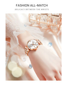 PLAYBOY luxury watch for women 2022 original waterproof fashion diamond roman scale calendar rose gold stainless steel quartz watch