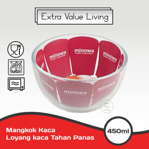 MINOWA Mangkok Kaca Tahan Panas Mixing Bowl 12 CM Mangkok Sayur / Sup / Mangkok Nasi / Saus