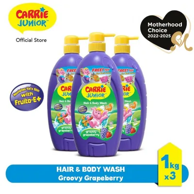 [Bundle of 3] CARRIE JUNIOR Hair & Body Wash - Groovy Grapeberry (1000g) [New Toy] Nourishing & Moisturising Skin