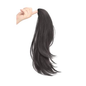 OMQAIO Tổng hợp Tóc đuôi ngựa thẳng hơi hướng lên trên 12/16 inch Tóc nối Tóc giả đuôi ngựa kẹp móng vuốt Tự nhiên Ngọt ngào Tóc giả đuôi ngựa dành cho phụ nữ