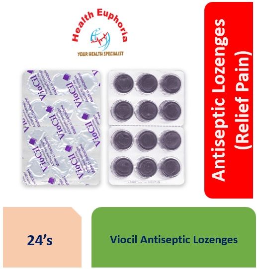 Viocil Antiseptic Lozenges 24s (For Cough & Sore Throat) Expiry Nov