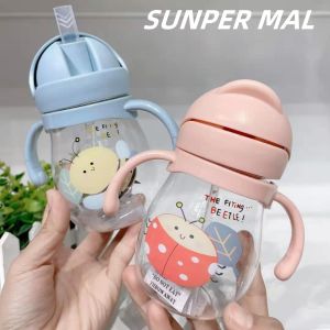 Botol Jerami Anak/Botol Minum Anak / Tutup Clip/import/botol Kartun 300ml