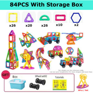 **Malaysia Seller** 148pcs with storage box Magnetic Building Blocks Magnetic Tiles Building Educational Toy Mainan Binaan