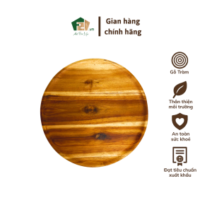 Đĩa tròn gỗ Tràm thủ công mỹ nghệ – Dùng trang trí đựng trái cây món ăn decor bàn ăn sang trọng
