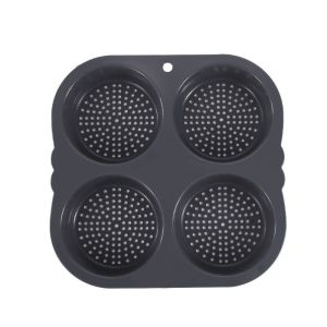 LSMSMAVDS ซิลิโคนทำจากซิลิโคน แม่พิมพ์ขนมปังแฮมเบอร์เกอร์ ไม่ติดกระทะ 4/ช่อง6/8 ถาดอบขนม ใช้ซ้ำได้ เตาอบปลอดภัยสำหรับเตาอบ กระทะขนมปังก้อน ของใช้ในครัวเรือน