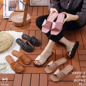 (6666-2) Sandal Slop Jelly Wanita Ban Ikat Kerut Glitter Super Pretty Simple Elegant Kekinian Import Mokaya / Size 37-41