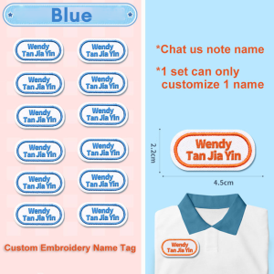 Custom Embroidery Name Tag Sticker Personalized Washable Sewing Clothes Children Stickers Fabric Babysuit Labels