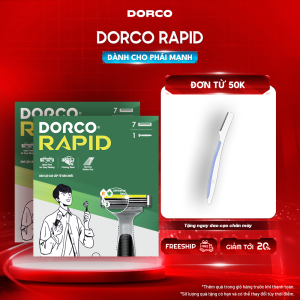 DORCO RAPID - Combo 2 Hộp Dao Cạo Râu Hàn Quốc 2 Lưỡi - Gồm 2 Cán và 14 Đầu Cạo