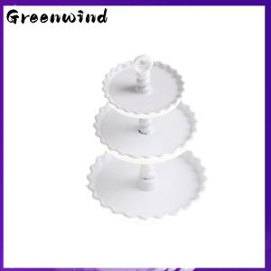 【Greenwind】 1pcs White 1/12 dollhouse Miniature 3ชั้นโลหะขนม Snack Rack Stand