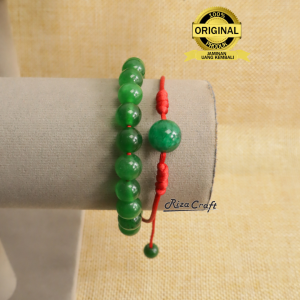 JADE LAYER BRACELET - Gelang Aesthetic Pria Wanita Batu Kesehatan Giok Hijau Keberuntungan Asli Original Tali Merah Double Layer