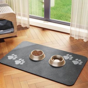 MEMGOUO Absorbent Pet Feeding Pad Anti Slip Dirt Resistance Pet Mats Simple Diatom Mud Cat Dog Sleeping Mat
