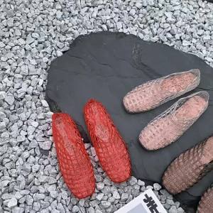[Free Shipping] New Mesh Shoes Crystal Jelly Sandals Hollowed Out 2025 Beach Flat Comfortable Slip-On Womens Closed-Toe Shoes