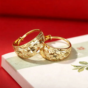 Women Hoop Earrings Money Catcher Lucky Charm Pawnable Card Buckle Lucky Coin Wedding Jewelry 24k Saudi Gold Hypoallergenic Non Tarnish Wedding Parties Everyday Birthday Celebrations