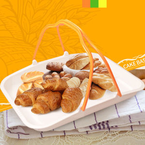 Locaupin Party Decoration Snack Storage Food Serving Bread Tray Basket with Handle For Home Dining Countertop Table