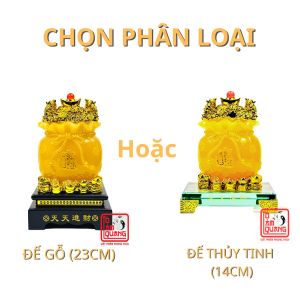 Túi đựng tiền vàng hợp mệnh phong thủy cao cấp đế gỗ thủy tinh để bàn thần tàitài lộc may mắn - TÔ TÂM QUANG