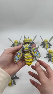 SKISOPGO 3D Printer Mecha Bee Mechanical Bee Cyberpunk Movable Joint Detachable Wings Creative Ornaments Toys 3D打印机甲蜜蜂摆件玩具