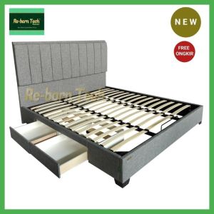 Re-born Tech Divan Sandaran Laci 120x200 Knockdown Dipan Headboard Tempat Tidur Modern Minimalis Taylor