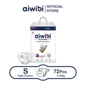 Aiwibi Natural Premium Night Taped Diapers，Baby diapers Overnight diapers  Ultra-thin Soft diapers- S/M/L/XL Sizes (1 Pack)