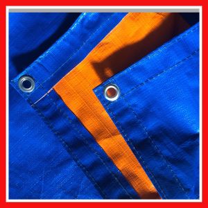 Bạt che nắng che mưa khổ rộng 4m (dài bán theo mét tới) loại bạt sọc bạt 2 da màu xanh cam che bụi che công trình