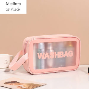 Washbag กระเป๋าแต่งหน้า กระเป๋าเครื่องสำอาง pvc โปร่งใส กระเป๋าเครื่องสำอางเดินทาง กระเป๋าอเนกประสงค์ กันน้ำ ใส่อุปกรณ์อาบน้ำแบบพกพากระเป๋าแต่งหน้าสำหรับเดินทาง แพ็กเกจเก็บของ