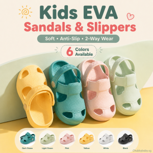 【SG STOCK】Kids EVA Sandals Slippers 2-Way Wear Lightweight Anti-Slip Toddler Shoes Adjustable Back Strap