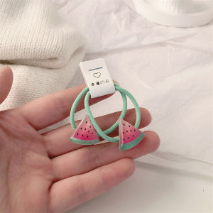 Set 2 dây cột tóc thun gắn CHARM TRÁI CÂY trơn bóng dễ thương dành cho bé CB32