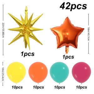42-piece balloon set pool-themed balloons with burst stars and star-shaped foil perfect for pool parties outdoor picnic parties birthday parties indoor and outdoor decorations party balloon decor.