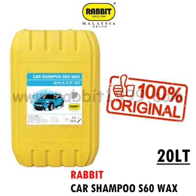 RABBIT CAR SHAMPOO S60 WAX - 20Lt - Car Shampoo Nano Wax CSB 20kg [KLEENSON] / Ultimate Nano Wash Car Wash Shampoo Nano Wash & Wax 2 in 1 20KG / NANO CarWash Shampoo 20L / Car Shampoo Wash & Shine PH Balance 20KG /Car Shampoo Nano Wax