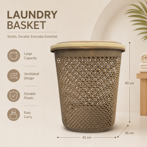 Large Laundry Basket with Lid Plastic Clothes Hamper Ventilated Dirty Clothes Storage Basket Organizer