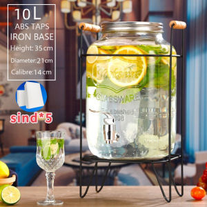 5L juice drink glass jar dispenser with stand and faucet water jug with faucet