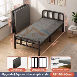 Blue stripes Folding Bed metal foldable bed single bed frame Heavy duty folding bed with foam