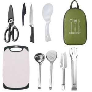Winnereco 8 Pcs Camping Cookware Utensils Travel Set Stainless Steel Camping Cooking Set