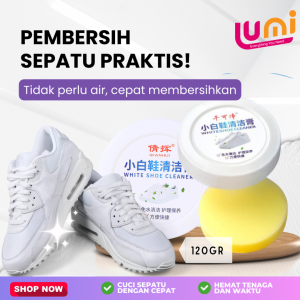 White Shoes Cleaner + Spons Krim pemutih Pembersih sepatu 120g/ Dapat Digunakan Untuk Membersihkan Noda Dengan Cepat