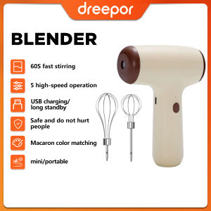 Dreepor Electric Handheld Mixer With 2 Heads Wireless Hand Mixer For Baking Portable Electric Mixer Egg Beater 5 Speed Kitchen Coffee Milk Frother