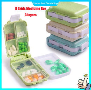 8 Grids Medicine Box Pill Dispenser Pillbox Drug Storage Box Portable Tablet Organizer Med Pill First Aid Kit Container 3 layers