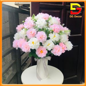 Bình Hoa Giả Để Bàn Lọ Hoa Cúc Pháp Sang Trọng Cao 50cm Decor Nhà Cửa Bàn Trà Kệ Tủ Nhà Hàng DC-149