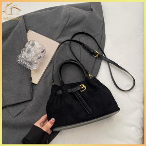 Women Faux Suede Top Handle Purse Solid Color for Daily Use Without Pendant