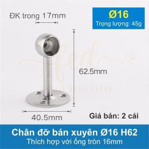Móc Treo Đồ Nhà Bếp – Móc Treo Ống Tròn Inox Cao Cấp – Chân Đỡ Giá Treo Quần Áo Chống Gió Rèm Cửa Cây Cảnh Đa Năng