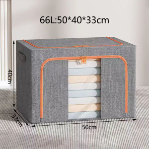 【2PCS/1PCS】Ainossi Oversized cotton linen fabric storage box Clothes wardrobe storage Foldable sorting box Moving quilt storage bag